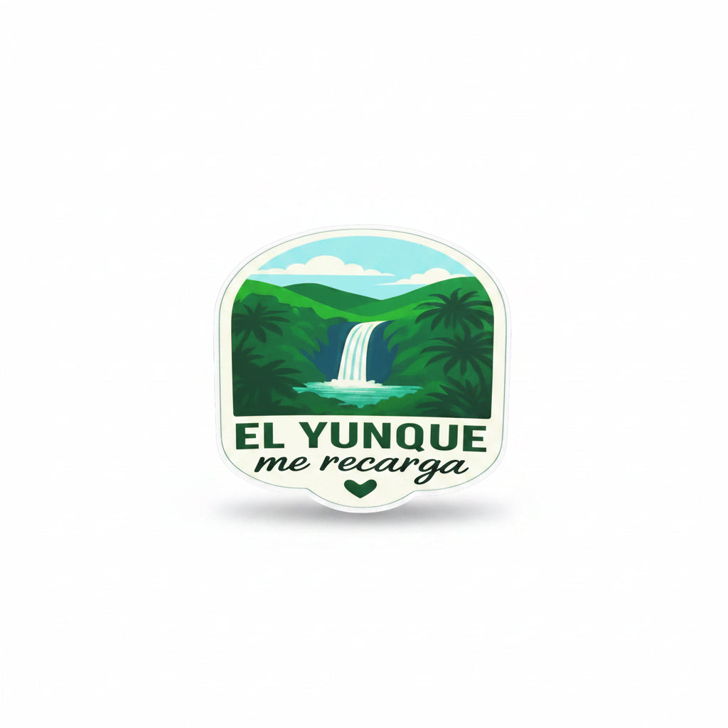 Bundle Boricuas Vibes – T-Shirt Negra  + Gorra Negra + Sticker Exclusivo el Yunque Me Recarga